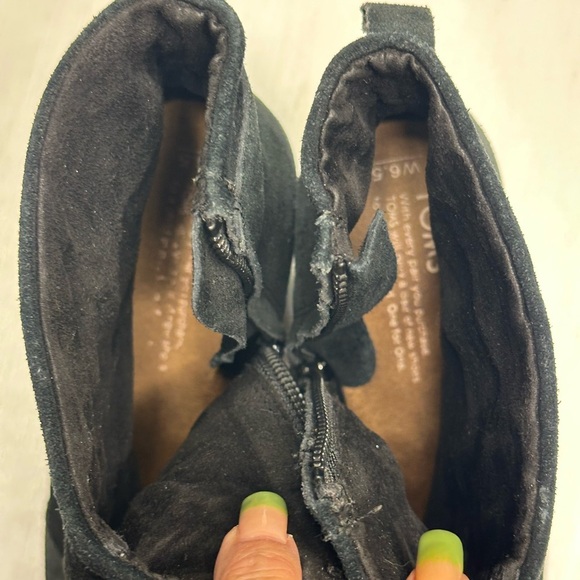 TOMS Suede Black Booties Women’s 6.5 Zip Ankle Boots Chunky Block Heel - Picture 8 of 10